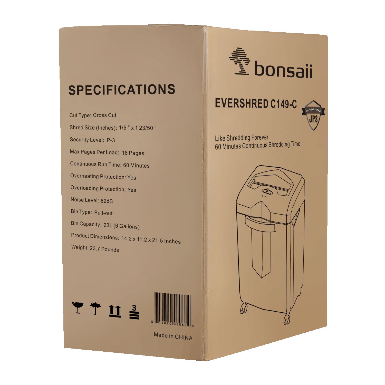 Bonsaii Paper Shredder 18-Sheet Cross-Cut Shredder Heavy Duty 60 Minut